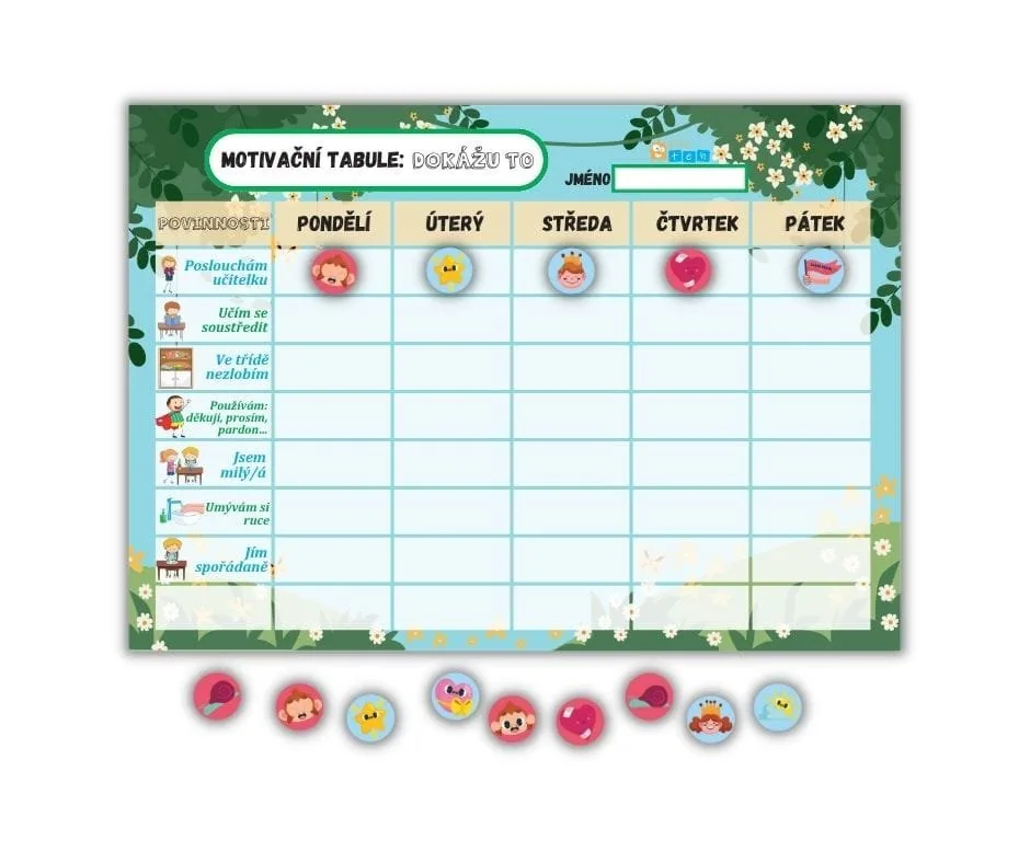 Motivační tabule pro předškoláky