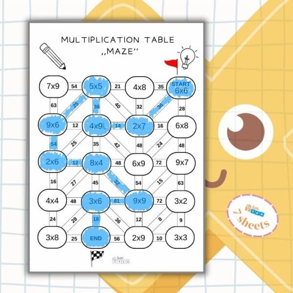 Multiplication table mazes